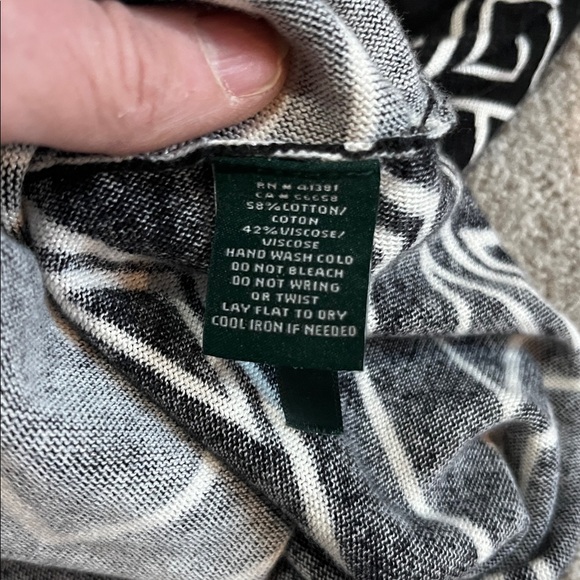 Ralph Lauren Black and White Geometric Long Sleeve Top Size - Picture 6 of 8